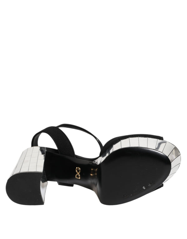 Schwarze Kristall-Knöchelriemen Keira Sandale Schuhe