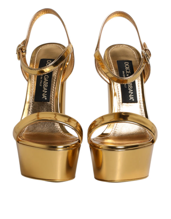 Gold Leder Plateau Keira Sandalen Schuhe