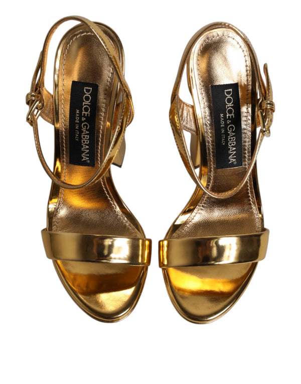 Gold Leder Plateau Keira Sandalen Schuhe
