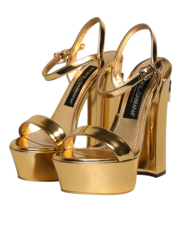 Gold Leder Plateau Keira Sandalen Schuhe