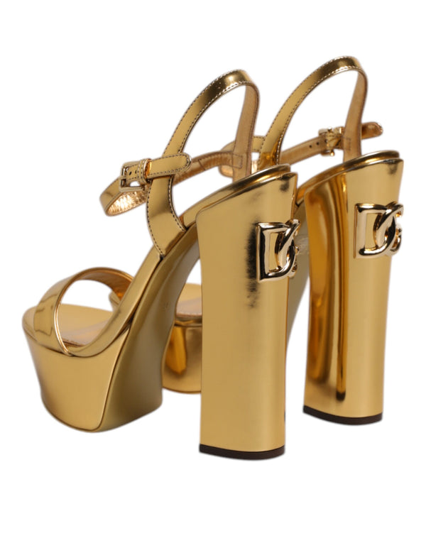 Gold Leder Plateau Keira Sandalen Schuhe