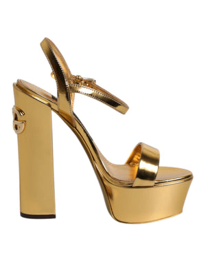 Gold Leder Plateau Keira Sandalen Schuhe