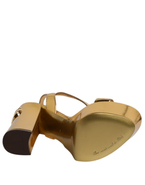 Gold Leder Plateau Keira Sandalen Schuhe