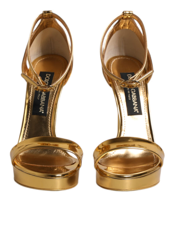 Gold Leder Plateau Keira Sandalen Schuhe