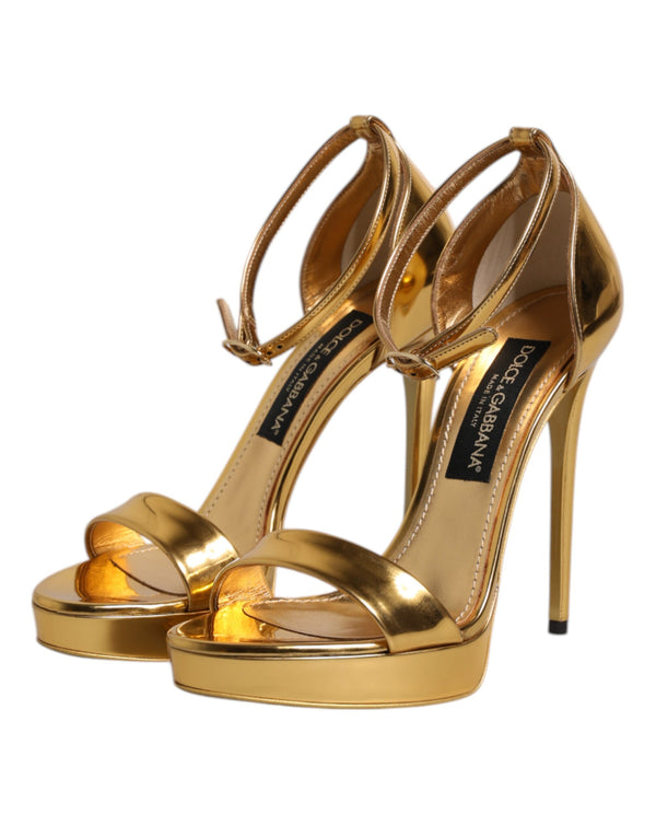 Gold Leder Plateau Keira Sandalen Schuhe