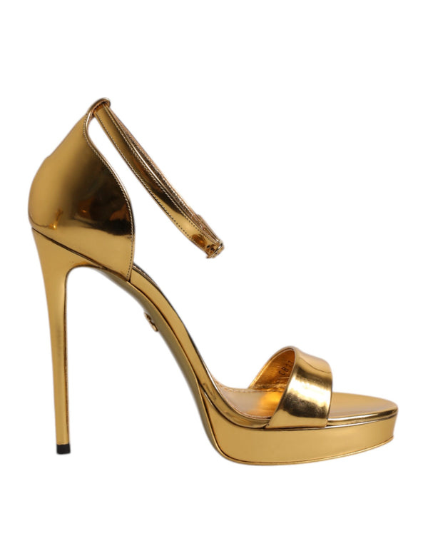 Gold Leder Plateau Keira Sandalen Schuhe