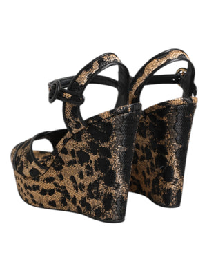 Braun Leopard Wedges Riemchensandalen Schuhe