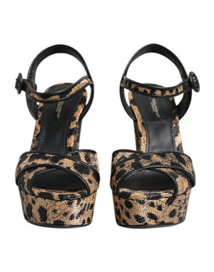 Braun Leopard Wedges Riemchensandalen Schuhe