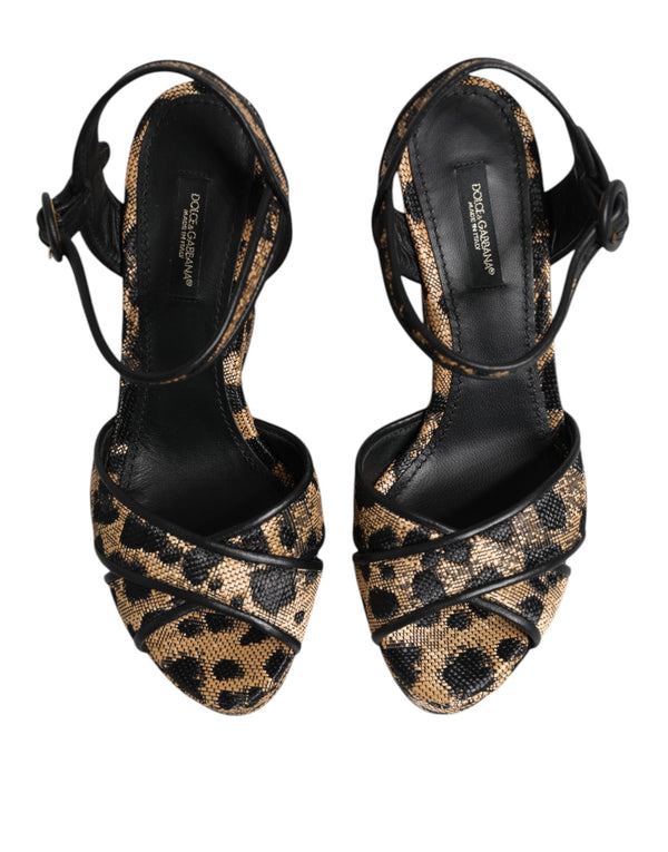 Braun Leopard Wedges Riemchensandalen Schuhe