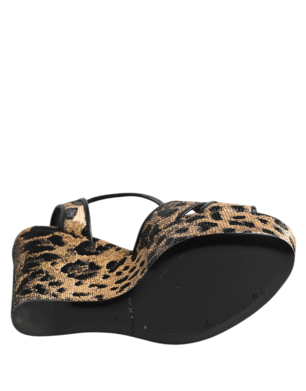 Braun Leopard Wedges Riemchensandalen Schuhe
