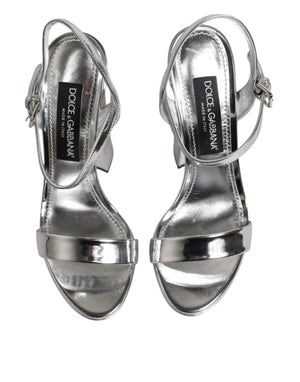 Silberne Leder Plateau Keira Sandalen Schuhe