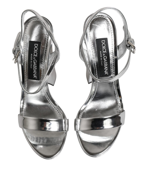 Silberne Leder Plateau Keira Sandalen Schuhe