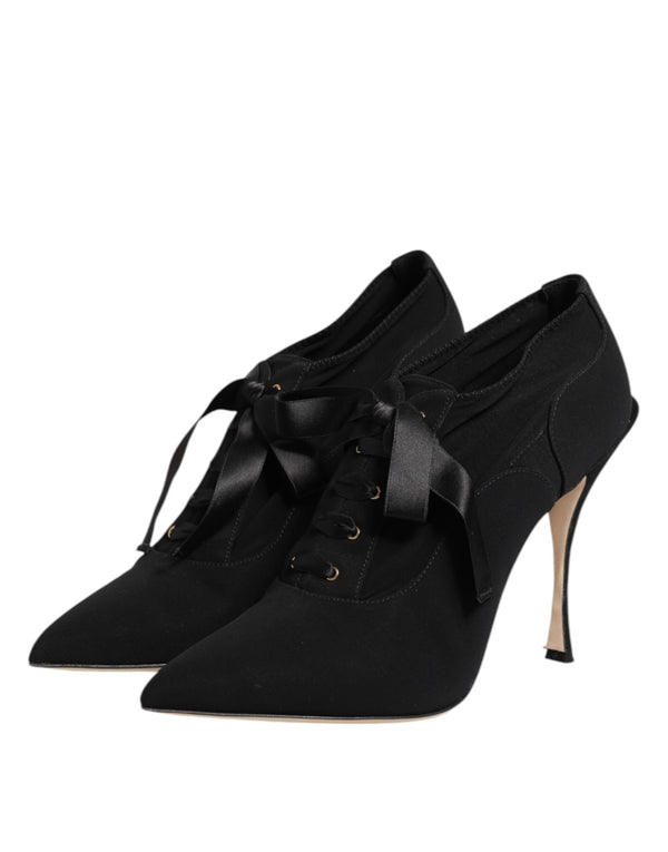 Schwarze Spitze Stiletto Heels Pumps Schuhe