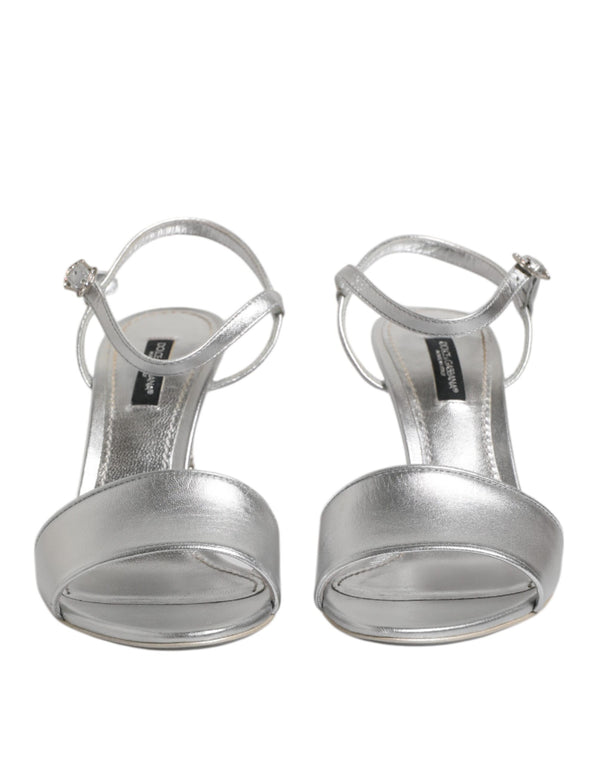 Silber Leder DG Heels Keira Sandalen Schuhe
