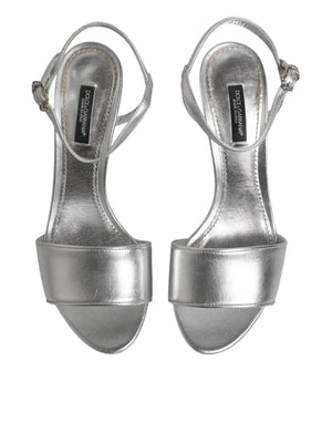 Silber Leder DG Heels Keira Sandalen Schuhe