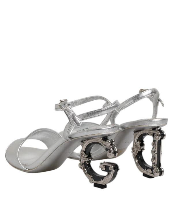 Silber Leder DG Heels Keira Sandalen Schuhe