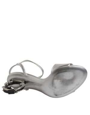 Silber Leder DG Heels Keira Sandalen Schuhe