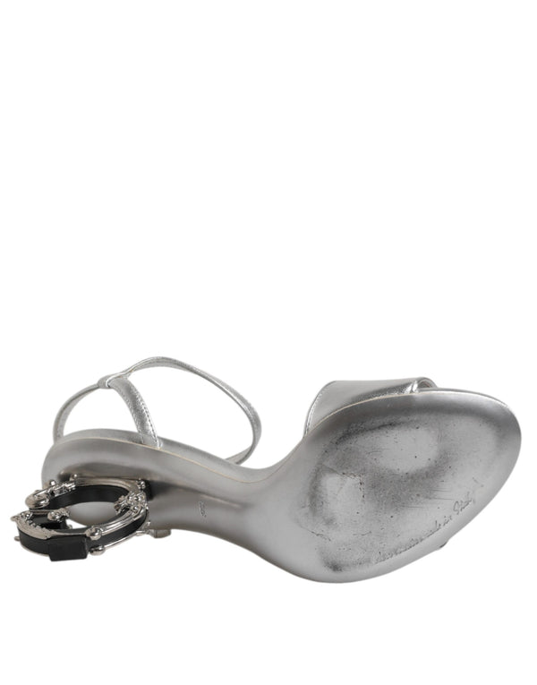 Silber Leder DG Heels Keira Sandalen Schuhe