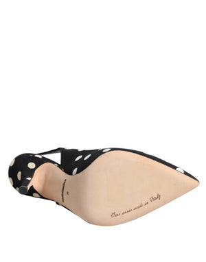 Schwarz Weiß Gepunktete Stiletto Slingback Schuhe