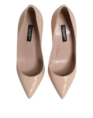 Beige Lackleder Stiletto Heel Pumps Schuhe