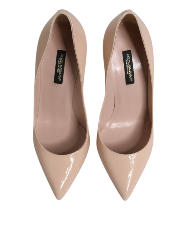 Beige Lackleder Stiletto Heel Pumps Schuhe