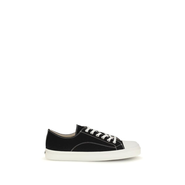 Schwarze Baumwoll-Sneaker mit niedrigem Schnitt
