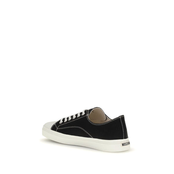 Schwarze Baumwoll-Sneaker mit niedrigem Schnitt