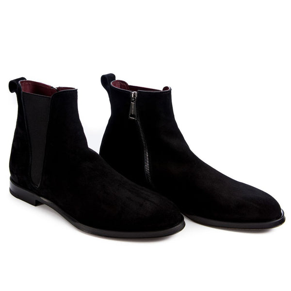 Schwarze Kalbsleder-Stiefelette für Männer