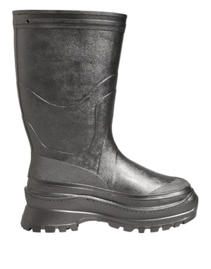 Schwarz Argento Pull On Regen Stiefel Schuhe