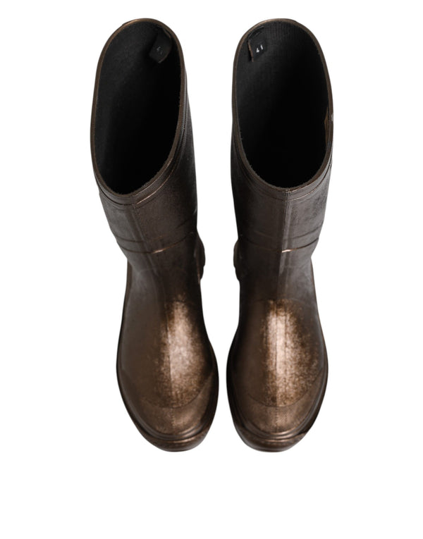 Metallic Bronze Pull On Regen Stiefel Schuhe