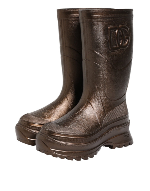 Metallic Bronze Pull On Regen Stiefel Schuhe