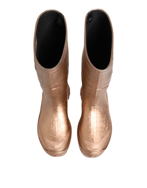 Rose Gold Gummi Pull On Regen Stiefel Schuhe