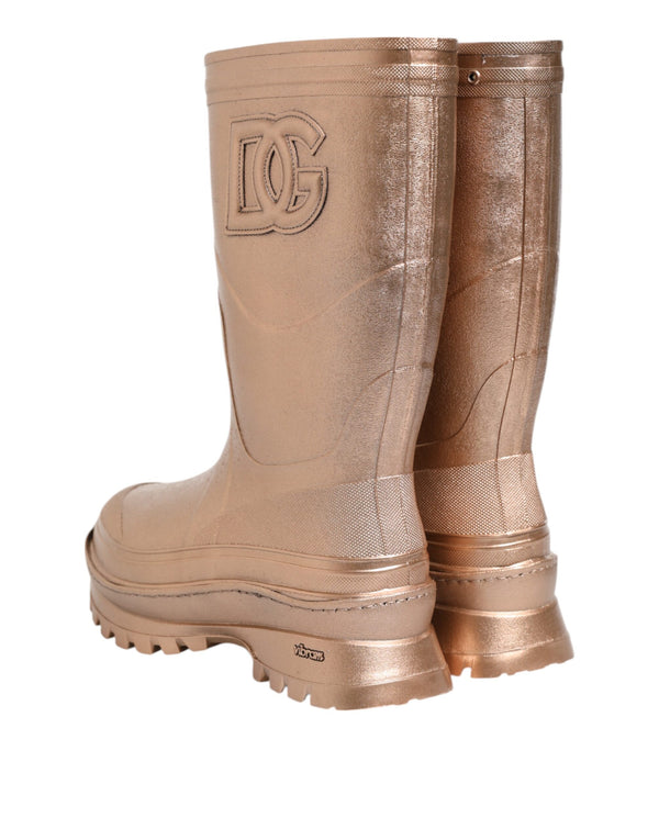 Rose Gold Gummi Pull On Regen Stiefel Schuhe