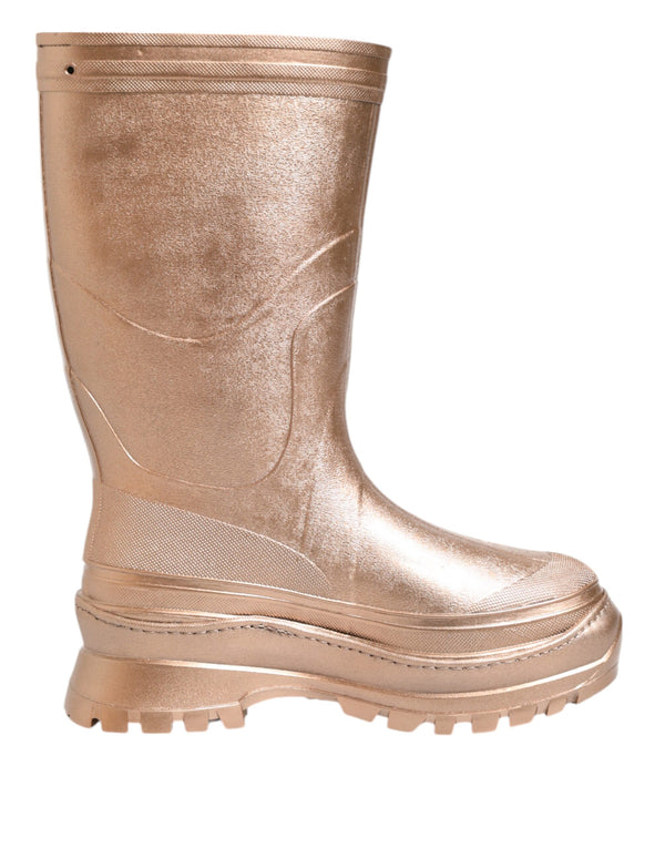 Rose Gold Gummi Pull On Regen Stiefel Schuhe
