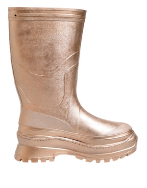 Rose Gold Gummi Pull On Regen Stiefel Schuhe
