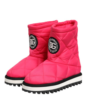 Rosa Weiß Viskose Gepolsterte Mittlere Wadenstiefel Schuhe