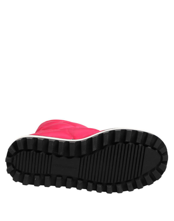 Rosa Weiß Viskose Gepolsterte Mittlere Wadenstiefel Schuhe