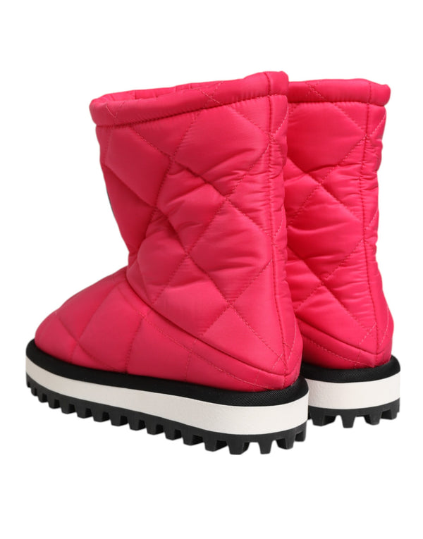 Rosa Weiß Viskose Gepolsterte Mittlere Wadenstiefel Schuhe