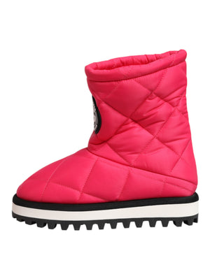 Rosa Weiß Viskose Gepolsterte Mittlere Wadenstiefel Schuhe