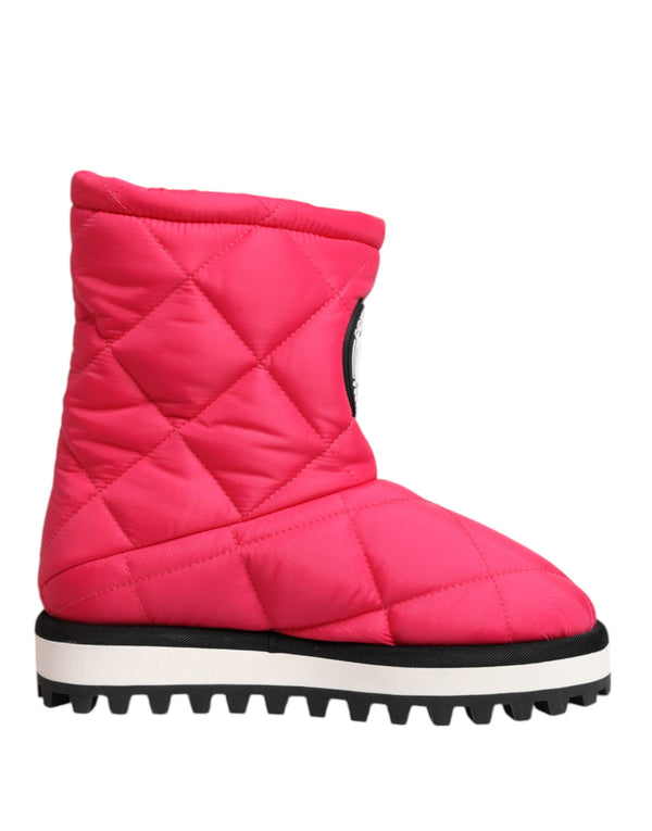 Rosa Weiß Viskose Gepolsterte Mittlere Wadenstiefel Schuhe