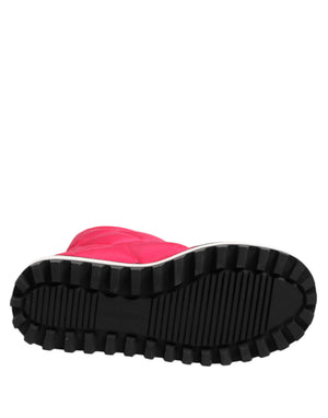 Rosa Weiß Viskose Gepolsterte Mittlere Wadenstiefel Schuhe