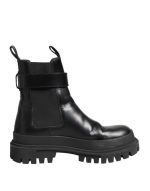 Schwarze Kalbsleder DG Logo Strap Ankle Boots Schuhe