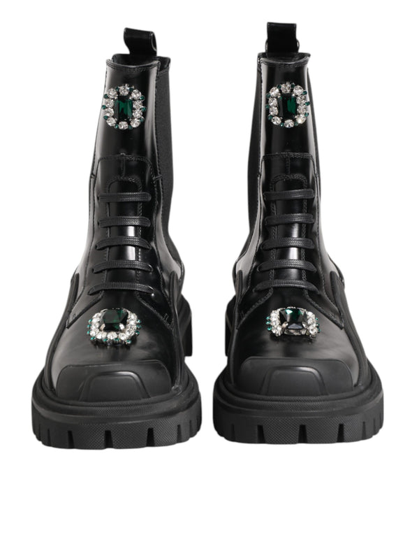 Schwarzer Kristall verschönert Kampfstiefel Schuhe