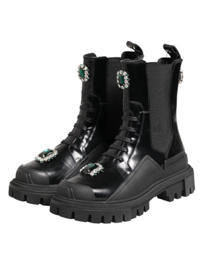 Schwarzer Kristall verschönert Kampfstiefel Schuhe