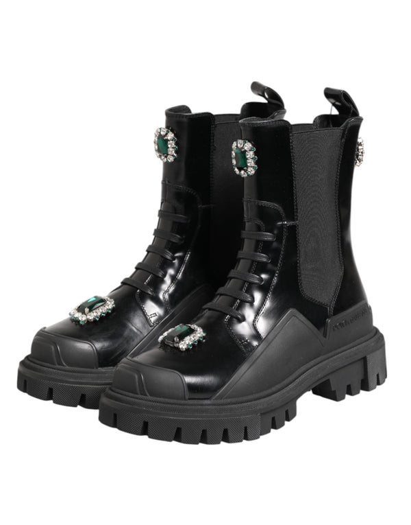 Schwarzer Kristall verschönert Kampfstiefel Schuhe