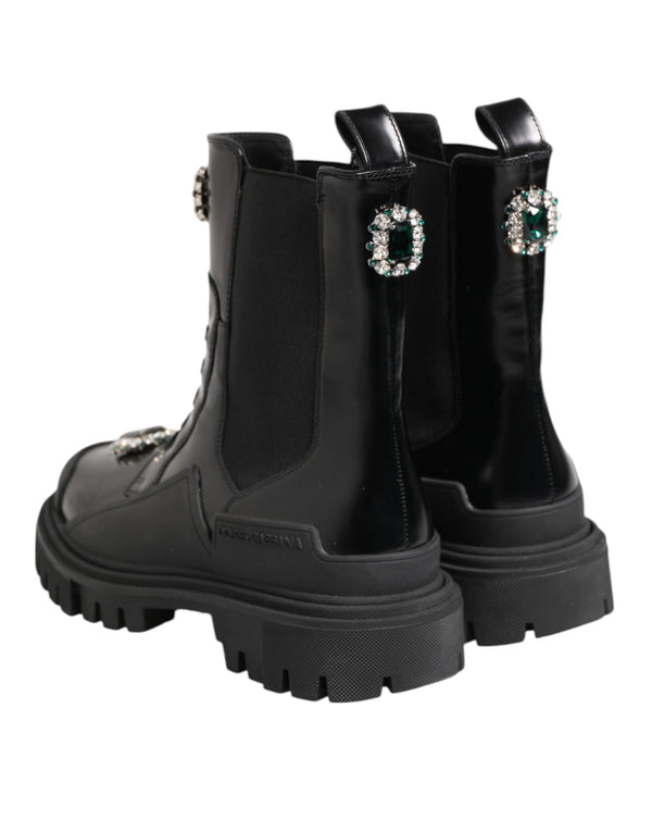 Schwarzer Kristall verschönert Kampfstiefel Schuhe