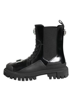 Schwarzer Kristall verschönert Kampfstiefel Schuhe