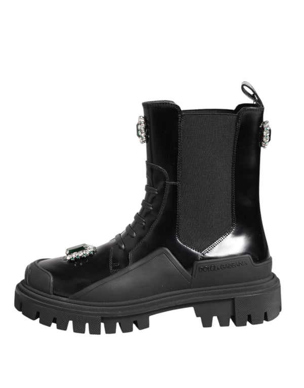 Schwarzer Kristall verschönert Kampfstiefel Schuhe