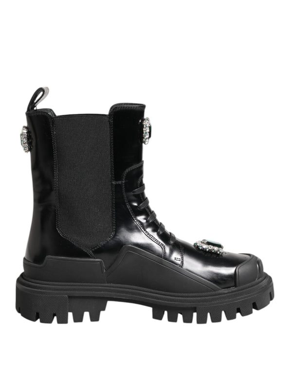 Schwarzer Kristall verschönert Kampfstiefel Schuhe