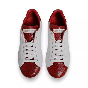 Weiß Rot Leder Logo Portofino Sneaker